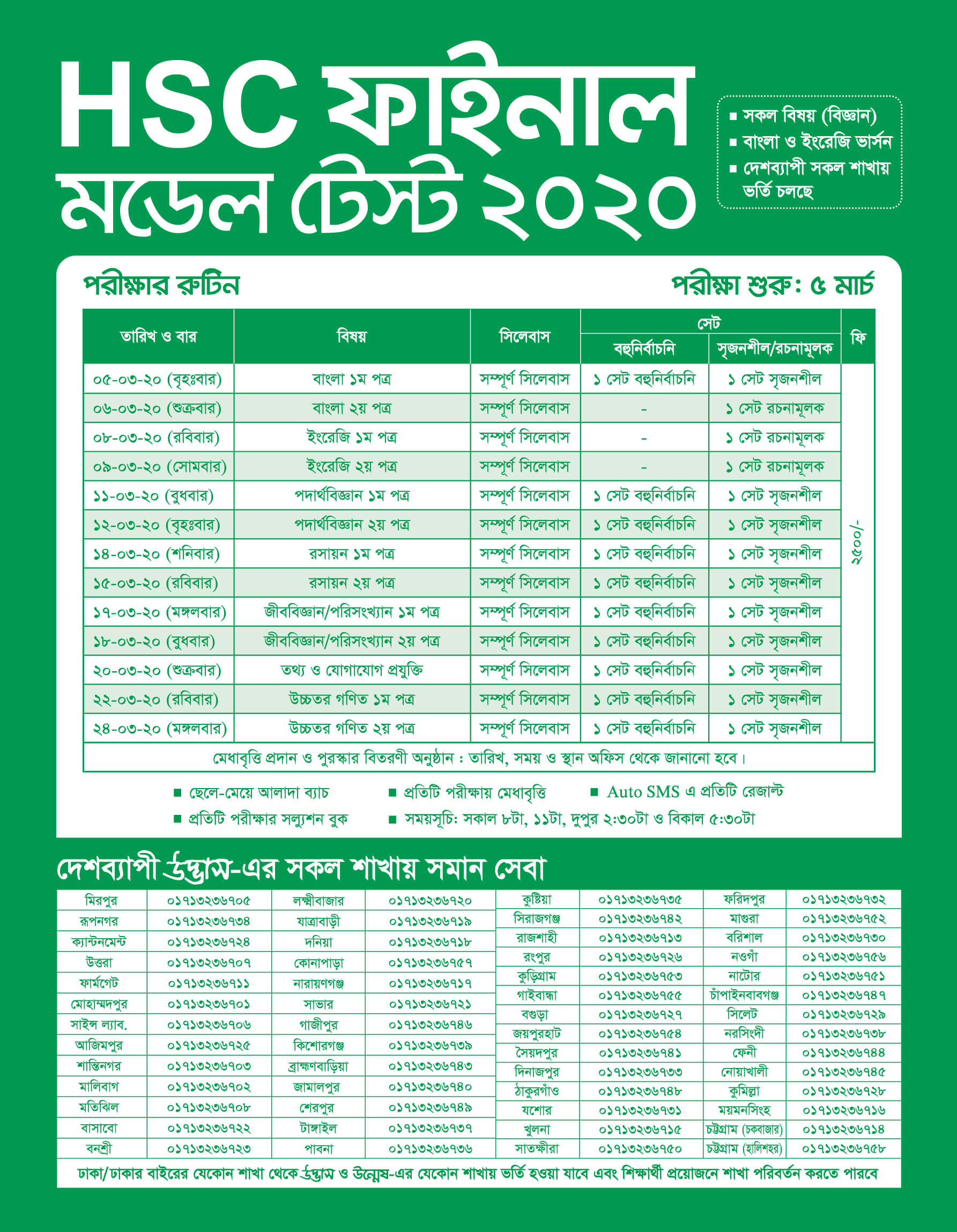 HSC ফাইনাল মডেল টেস্ট ২০২০ কার্যক্রমে ভর্তি চলছে... - Udvash